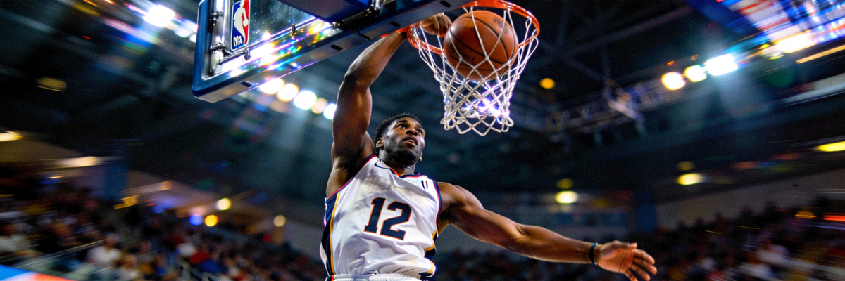 NBA总决赛精彩瞬间，球员扣篮特写