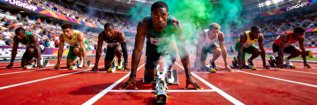 田径世锦赛百米飞人大战起跑瞬间