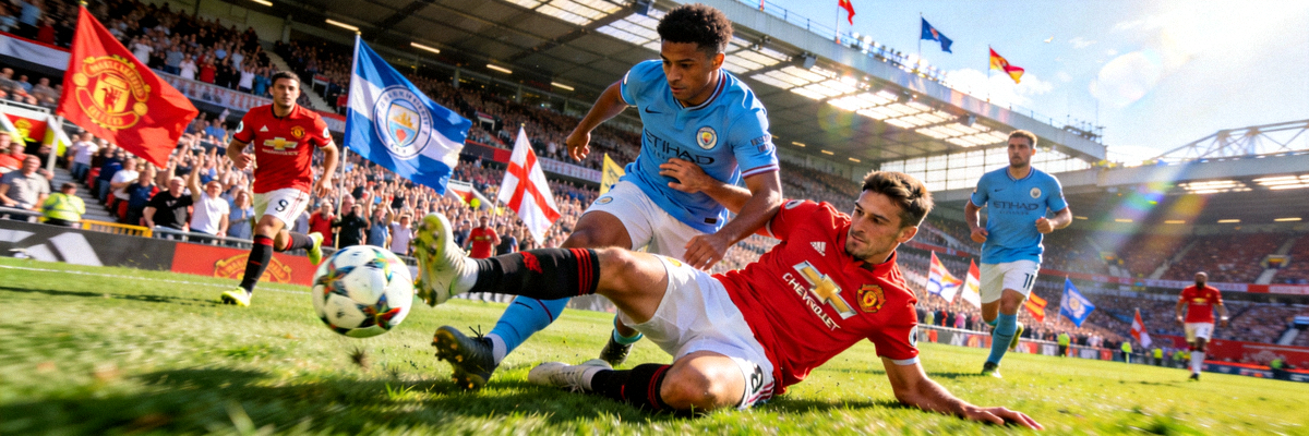 英超曼彻斯特德比激烈拼抢场面